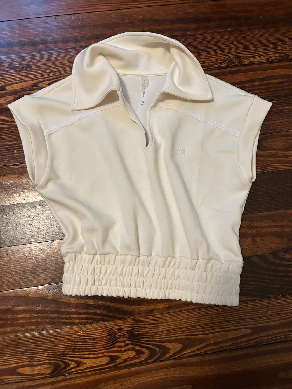Simply Southern Cream Polo Crop Top with Elastic Waist